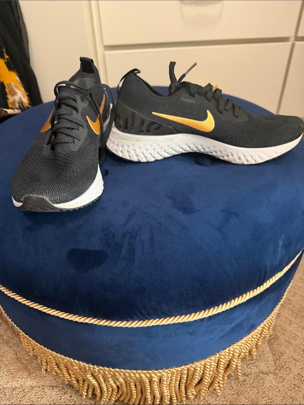 Nike Black and Gold React Running Sneakers